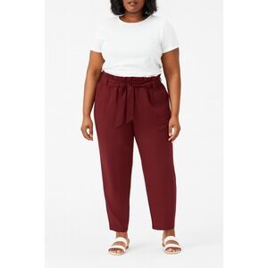 Hanna Nikole Plus Size Cropped‎ Pants Wine 18W New With Tags